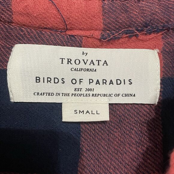 By Trovota Birds Of Paradis Size Small Coral Checkered Ruffle Top Small - Picture 2 of 7